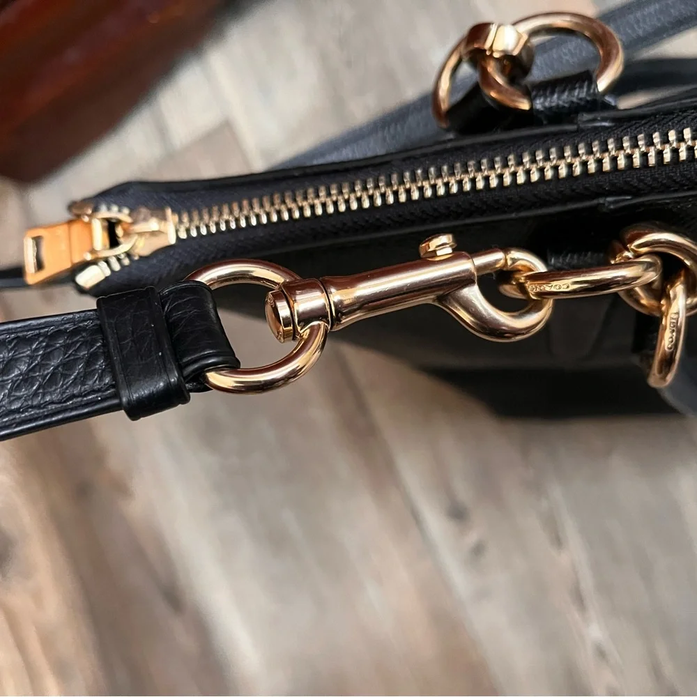 Coach Black Pebbled Leather Ava Tote Bag EUC - Picture 12 of 15